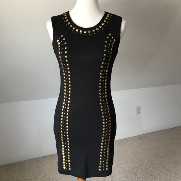 Dresses & Skirts - 🚨LAST CHANCE🚨 Edgy, Gold, Studed LBD NWOT
